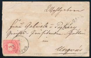 1879 Távolsági levél Színesszámú 5kr bérmentesítéssel "ORAVICZA" - "UNGVÁR" tartalommal