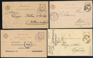 1880-1899 4 db levelezőlap különböző UNGVÁR bélyegzésekkel