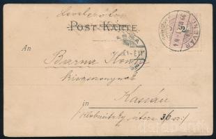 1899 Képeslap 2kr bérmentesítéssel "UNGVÁR" - "(K)ASSA"