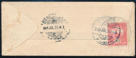 1915 Kis alakú távolsági levél Turul 10f bérmentesítéssel "...STRÁZSA" - "SELMECZBÁNYA" továbbítva "BEREGSZÁSZ"