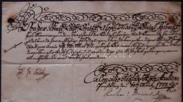 1777 Helytartótanácsi hivatalos levél Erdődy József kancellár és gr. Brunswick József országbíró saj...