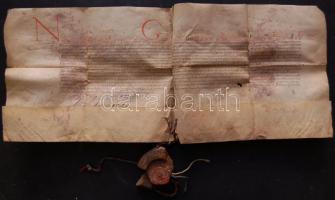 1609 július 15. Báthory Gábor erdélyi fejedelem Kolozsvárott kiadott bőr adománylevele, melyben Kraszna városának vásártartási jogot adományoz. A fejedelem saját kezű aláírásával,  sérült függőpecséttel (megviselt állapotban) / Benefaction-letter issued in Cluj in which Gabriel Bathory awards the city of Krasna with the right to hold fairs. Leather document with autograph signature of suzerain (damaged condition) 60x30 cm VÉDETT / Under protection of the Cultural Heritage`s Office - can not be brought out of Hungary