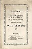 1913. Meghívó a Soproni izraelita jótékony nőegylet közgyűlésére. Breuer, Sopron / Israelit. Frauenverein Sopron, Einladung für Generalversammlung