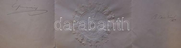 1869 Nagyalakú díszes utolsó kanonoki kinevezés Bémer Pál részére Ferenc József és Báró Eötvös Józse...