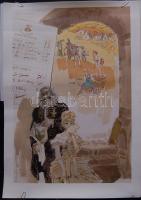 Zórád Ernő (1911-2004): 3 db szitanyomat 30x40 cm