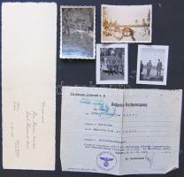 4 db  II. világháborús fotó, illetve egy német katona 1941-es Házassági engedélye és esküvői meghívója