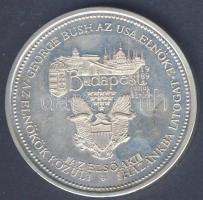 1989. "George Bush látogatása Magyarországon" Ag (999) emlékérem 35,8g T:PP Tokban!