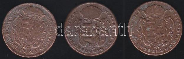 1763-1765-1766. Rézdénár (3x) M.Theresia T:3/4+