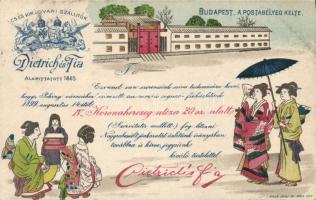 1899 Dietrich és fia Tea-üzlete "Kína városához" a Váci utcában Litho / Dietrich´s Peking city oriental tea-shop in Budapest V. Váczi street litho