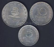 1948 5Ft+10Ft+20Ft Ag "Petőfi, Széchenyi, Táncsics-Szabadságharc" sor T:2,2-