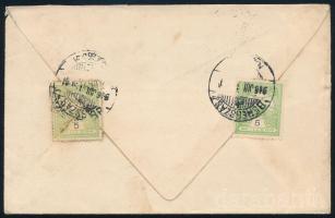 1916 Levél Turul 2 x 5f hátoldali bérmentesítéssel, \"BEREGSZÁSZ\" - Selmecbánya