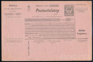 1917 2f díjjegyes használatlan postautalvány