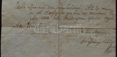 1798. július 10. báró Wesselényi Miklós saját kézzel írt és aláírt levele, melyben a címzettet szívé...