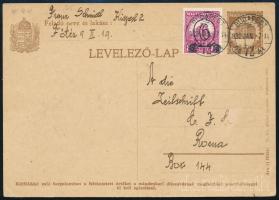 1932 Levelezőlap Kisegítő bélyeggel, "BUDAPEST" - Róma