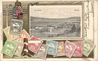 Torda salt spa with Hungarian stamps litho (EK)