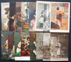 16 db vegyes motívumlap, benne katonai is /  16 mixed thematic cards