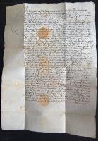 1502. június. 13.-án (Pozsonyban?) kelt kezírásos levél nemesi szárazpecséttel / Hand-written letter...