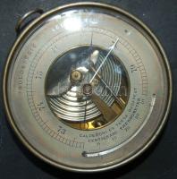 cca 1900 Calderoni és Társa folyadék nélküli légnyomásmérő és hőmérő. Működőképes, szép darab! / Calderoni holosteric baromether and thermometer. Works well! d: 13cm