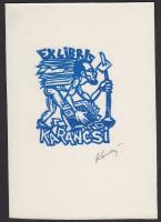 Karancsi Sándor (1932-2003): 2 db szignált ex libris linómetszet-papír 10x14 cm