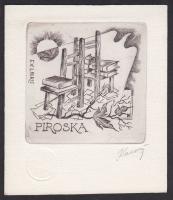 Karancsi Sándor (1932-2003): Ex libris rézkarc-papír, jelzett 10x12 cm