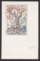 Karancsi Sándor (1932-2003): Ex libris rézkarc-papír, jelzett 10x15 cm
