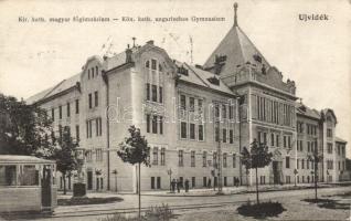 Újvidék Catholic Grammar School and tram (fa)