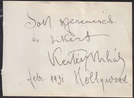 1931 Hollywoodi hírességek aláírásai: KErtész Mihály saját kezű dedikálása, Richard Dix filmsztár er...