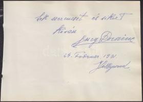 1931 Hollywoodi hírességek aláírásai: Lucy Doraine (Kovács Ilonka) saját kezű dedikálása, Várkonyi M...