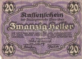 1920. 20 heller + 2K + 20K T:III/IV