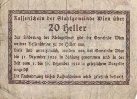 1920. 20 heller + 2K + 20K T:III/IV