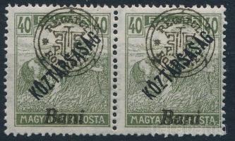 Nagyvárad 1919 Köztársaság/Arató 40f pár a Bani szó alulra került, Bodor vizsgálójellel