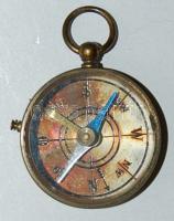 cca 1900 Kis réz iránytű a tűt megállító retesszel / Mini copper compass d:3 cm