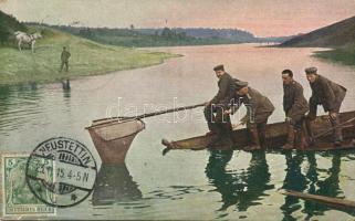 Military WWI soldiers fishing