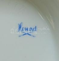 Herendi jelzéssel ellátott, II. osztályú, kézzel festett porcelán kaspó aranyozott széllel, 15 cm-es...