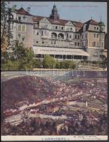 Fürdők, 7 db képeslap, főleg magyar