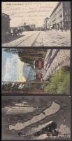 Vasút témájú képeslapok, főleg magyar, 6 db