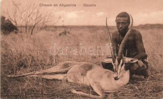 Ethiopian hunter with gazelle, Etióp gazella vadász