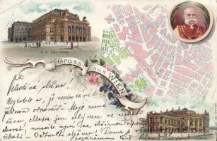 Vienna  map and Franz Joseph litho (gluemark)