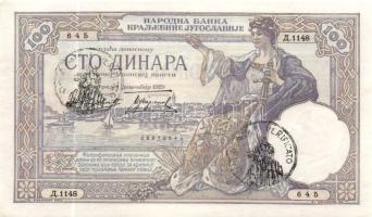 Jugoszlávia 1926. 100D "Verificato" bélyegzéssel T:I