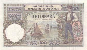 Jugoszlávia 1926. 100D "Verificato" bélyegzéssel T:I