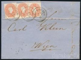 1862 3 x 5kr levélen DEBRECZIN - Wien