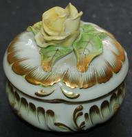 Viktória mintás Herendi porcelán rózsás bonbonnier / Herend chinaware bonbonniere 8x8 cm