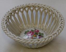 Kézzel festett áttört Herendi kosárka / Hand-painted Herend chinaware bonbonniere 5x12 cm