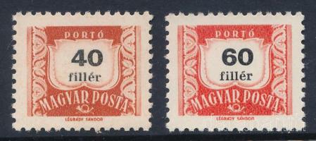 1958 Vörös-fekete portó 40f és 60f fényes (C) gumizással (60f ujjlenyomat / fingerprint)
