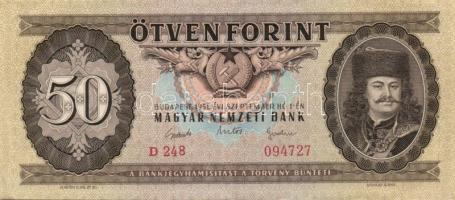 1951. 50Ft + 1962. 10Ft (fordított hátlapi alapnyomat "01") T:II,III+