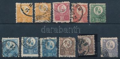 1871 Réznyomat 11 db bélyeg, benne teljes sor, színváltozatok