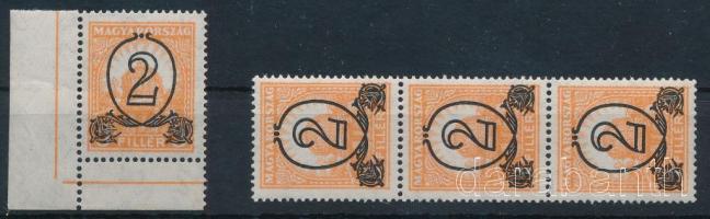 1931 Kisegítő bélyegek 2/3f ívsarki bélyeg + függőleges hármascsík 15-ös fogazással