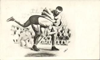 Wrestling; for the opening of Népstadion 1953 s: Gáll F.