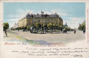 Temesvár mit Straßenbahn Litho