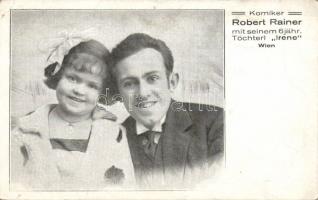 Robert Rainer and his daughter; signed postcard (EK)